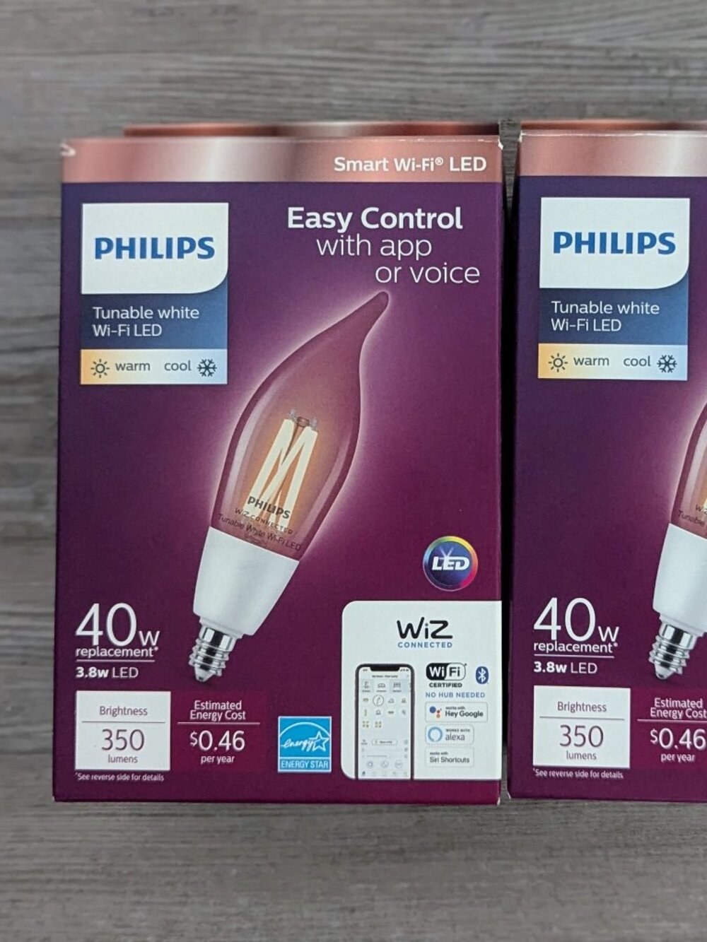 Philips Smart Wi-Fi LED 40-W BA11 Filament Light Bulb, Dimmable, E12 Candelabra
